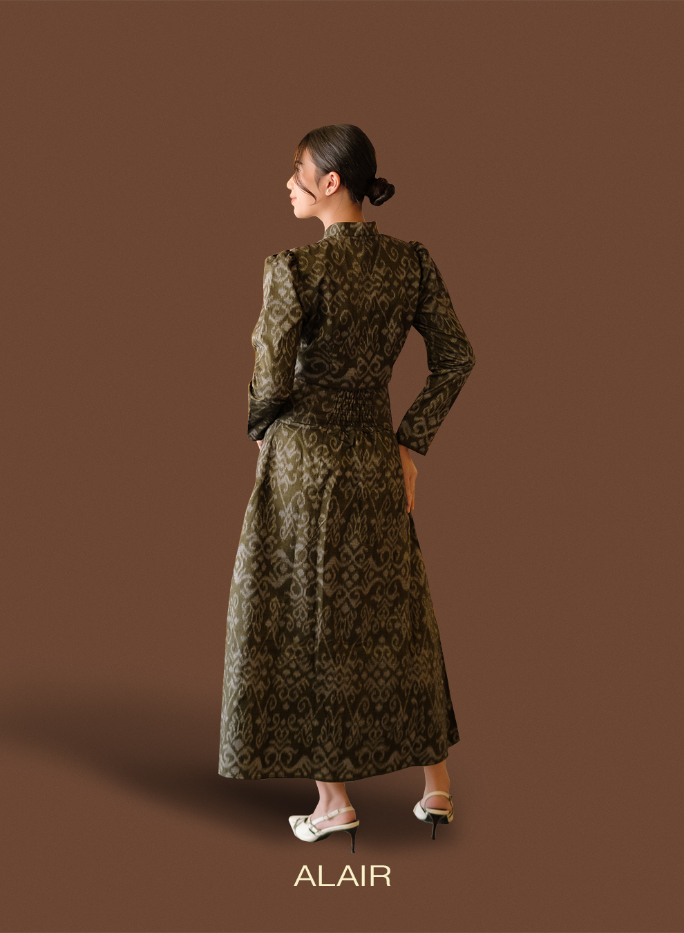ALAIR | Kirana Set Blazer & Skirt Tenun Wanita - Olive - Foto 4